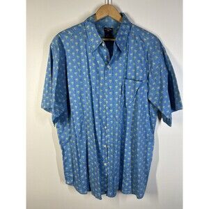 US Polo Assn. Men's Short Sleeve Blue Palm Tree Polo Button Up Shirt Xl Cotton